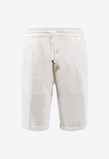 Brunello Cucinelli Logo-Embroidered Bermuda Shorts White M243DU0020C2200_Neve_40000168