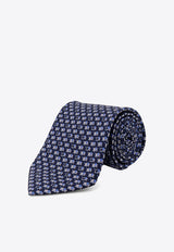 Ferragamo Printed Silk Tie Blue
