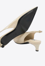 Jil Sander 50 Leather Slingback Pumps Beige J15WP0128P7589276_72f22f60-9809-46d1-8d0a-ee4aef73fdde