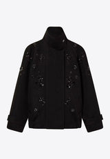 Sequin-Embellished Buttoned Jacket