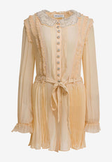 Pleated Georgette Mini Dress