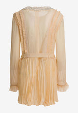 Pleated Georgette Mini Dress