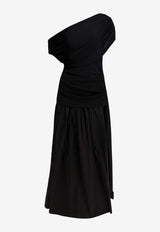 Draped One-Shoulder Midi Dress