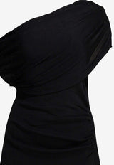 Draped One-Shoulder Midi Dress