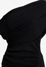 Draped One-Shoulder Midi Dress