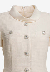 Bouclé Midi Dress with Pleated Skirt