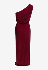 Draped Midi Dress with Rhinestones