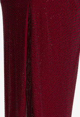 Draped Midi Dress with Rhinestones