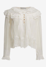 Georgette Lace Long-Sleeved Blouse