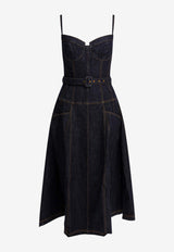 Denim Flared Midi Dress
