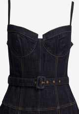 Denim Flared Midi Dress