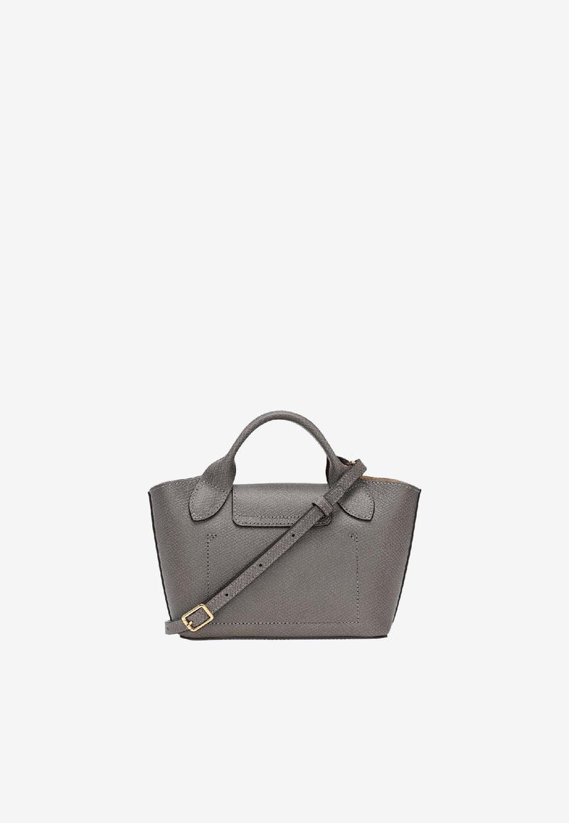 Longchamp XS Épure Grained Leather Top Handle Bag Gray 10319HYZ/R_LONG-P55