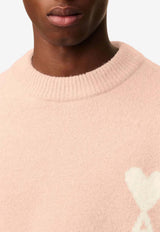 AMI PARIS Ami De Coeur Intarsia Wool Sweater Pink UKS836KN0135_6807