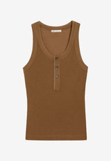 Buttoned Placket Tank Top