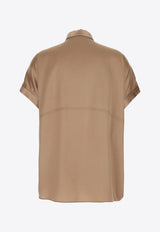 Brunello Cucinelli Logo-Embroidered Buttoned Shirt Brown M0C59RA915C9237_PRALINES_40000226