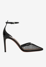 Alaïa 90 Leather Fishnet Pumps Black AA3E049TK007LE/R_ALAIA-999