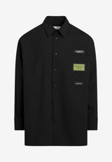 Label Wool-Blend Long-Sleeved Shirt