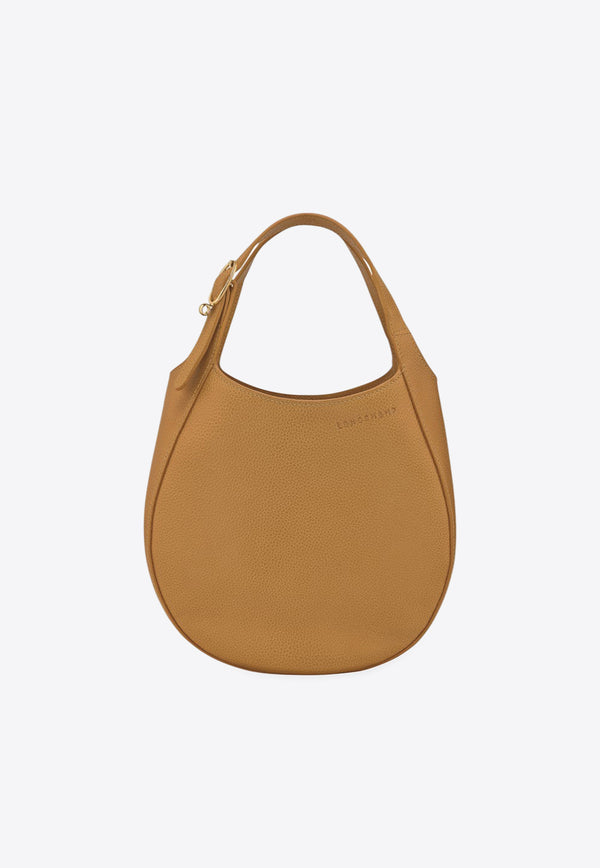 Longchamp Small Le Foulonné Leather Hobo Bag Brown 10328021/R_LONG-894