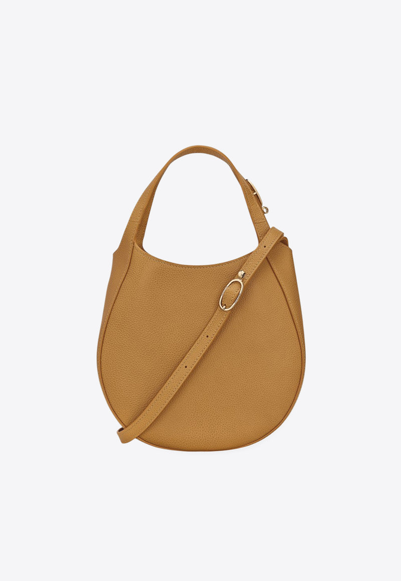 Longchamp Small Le Foulonné Leather Hobo Bag Brown 10328021/R_LONG-894