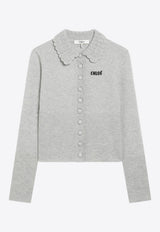 Logo-Embroidered Wool Cardigan