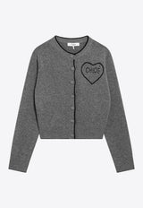 Logo-Embroidered Wool Cardigan