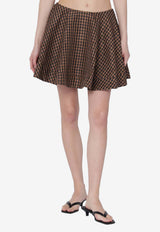 Gingham Flared Mini Skirt