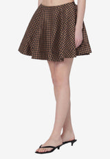 Gingham Flared Mini Skirt