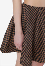 Gingham Flared Mini Skirt