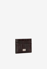 Crocodile-Embossed Leather Cardholder