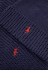 Polo Ralph Lauren Ribbed Knit Logo Scarf and Beanie Set Blue 710951146001_Blue_39617023
