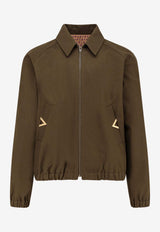 Valentino Metal V Zip-Up Jacket Brown 8V3CIP79AWK365_Military_42176915