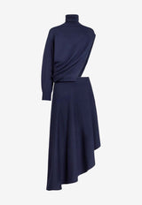 Alaïa Asymmetric Wool Midi Dress Navy AA9R2847K160C537_MINUIT_48013823