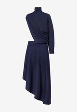 Alaïa Asymmetric Wool Midi Dress Navy AA9R2847K160C537_MINUIT_48013823
