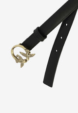 PINKO Love Birds Thin Leather Belt Black 100143A0F1Z99Q_01af626e-e6ff-47a4-a427-3b80698867f5