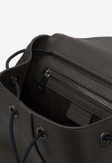 Ferragamo Hammered Leather Utility Backpack Dark Brown 0784955_ee6537d1-53fc-43af-8ddc-f0fffbc4a655