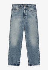 Straight-Leg Washed-Effect Jeans