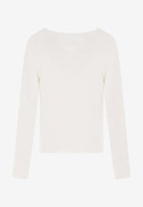 Chloé Ribbed Knit Long-Sleeved Top White CH26SJH29185107_Iconic Milk_41114692