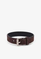 Valentino Studded VLogo Suede Leather Bracelet Brown 8Y2J0BD8WYL0TO_Dark Brown_42176744