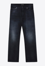 Washed-Effect Straight Jeans