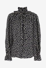 Chloé Polka Dots Silk Buttoned Shirt Black CH26SHT70300915_Black - Beige 1_41114746
