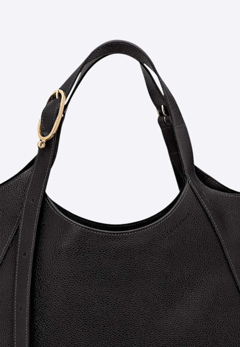 Longchamp XL Le Foulonné Leather Hobo Bag Black 10331021/R_LONG-001