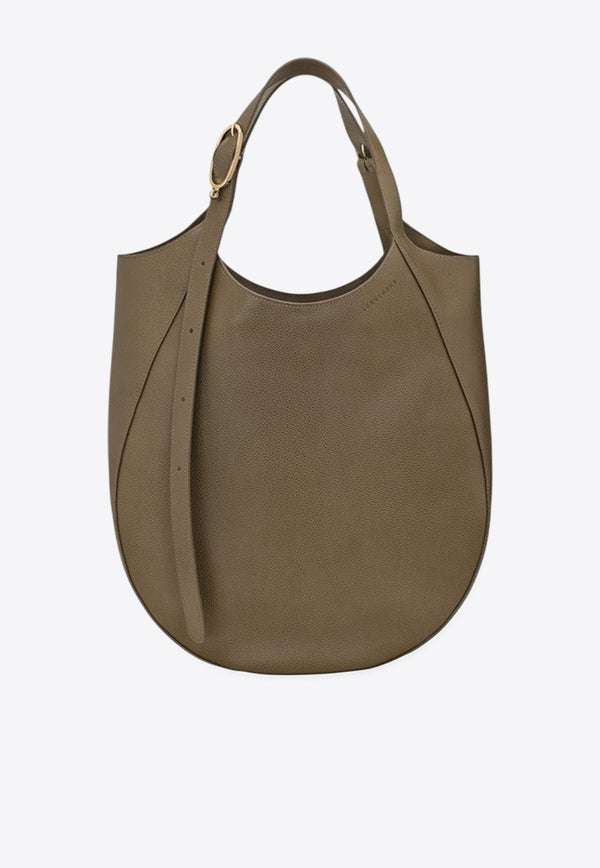 Longchamp XL Le Foulonné Leather Hobo Bag Green 10331021/R_LONG-M17