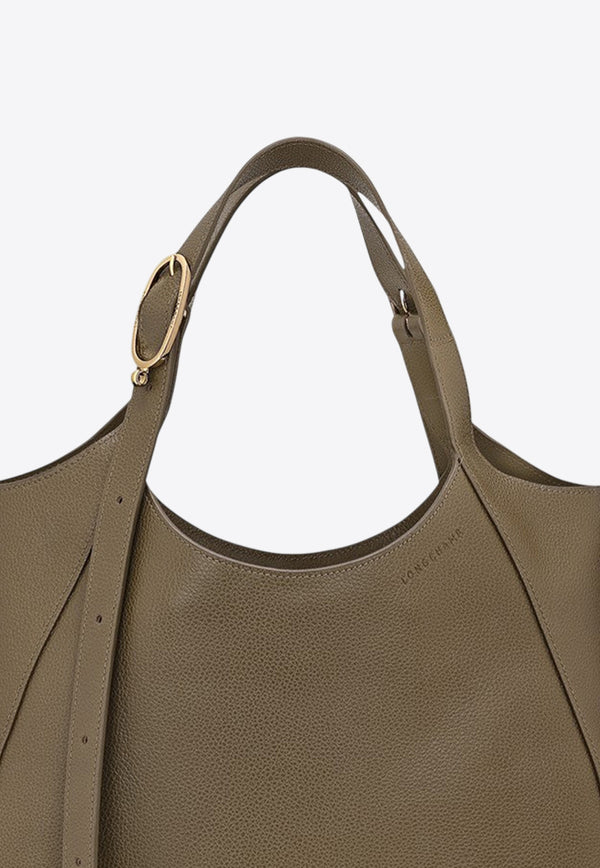 Longchamp XL Le Foulonné Leather Hobo Bag Green 10331021/R_LONG-M17