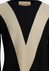 Wool Sweater with Inlaid-V