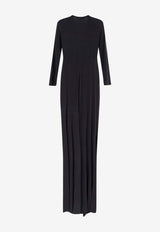 Elisabetta Franchi Belted Draped Maxi Dress Black ABR2961E2110_Black_41973119