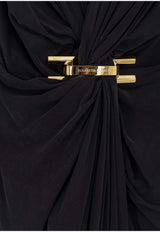 Elisabetta Franchi Belted Draped Maxi Dress Black ABR2961E2110_Black_41973119