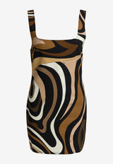 Square-Neck Printed Mini Dress