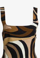 Square-Neck Printed Mini Dress