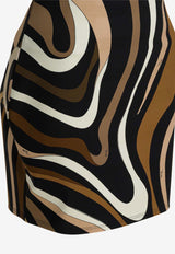 Square-Neck Printed Mini Dress