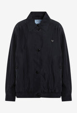 Silk Zip-Up Jacket with Triangle-Logo